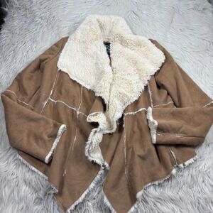 B Hip Women's M Faux Suede Fur Patchwork Draped Jacket Boho Restro Y2K 70's